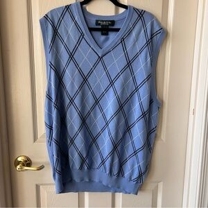 Vintage Brooks Brothers Country Club Blue Argyle Sweater Vest, Size: Large